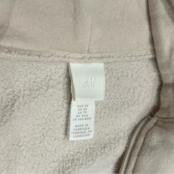 H&M Cozy Cream Cropped Zip-Up Hoodie | Size XS - Picture 5 of 6